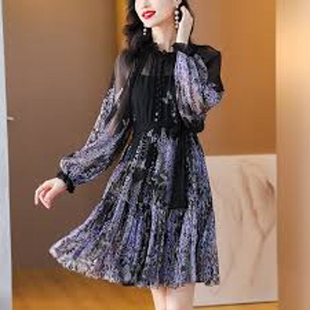 Printed Moody Floral Dress Wild Botanica Tiered Sheer Size 0 FAIRY GRUNGE